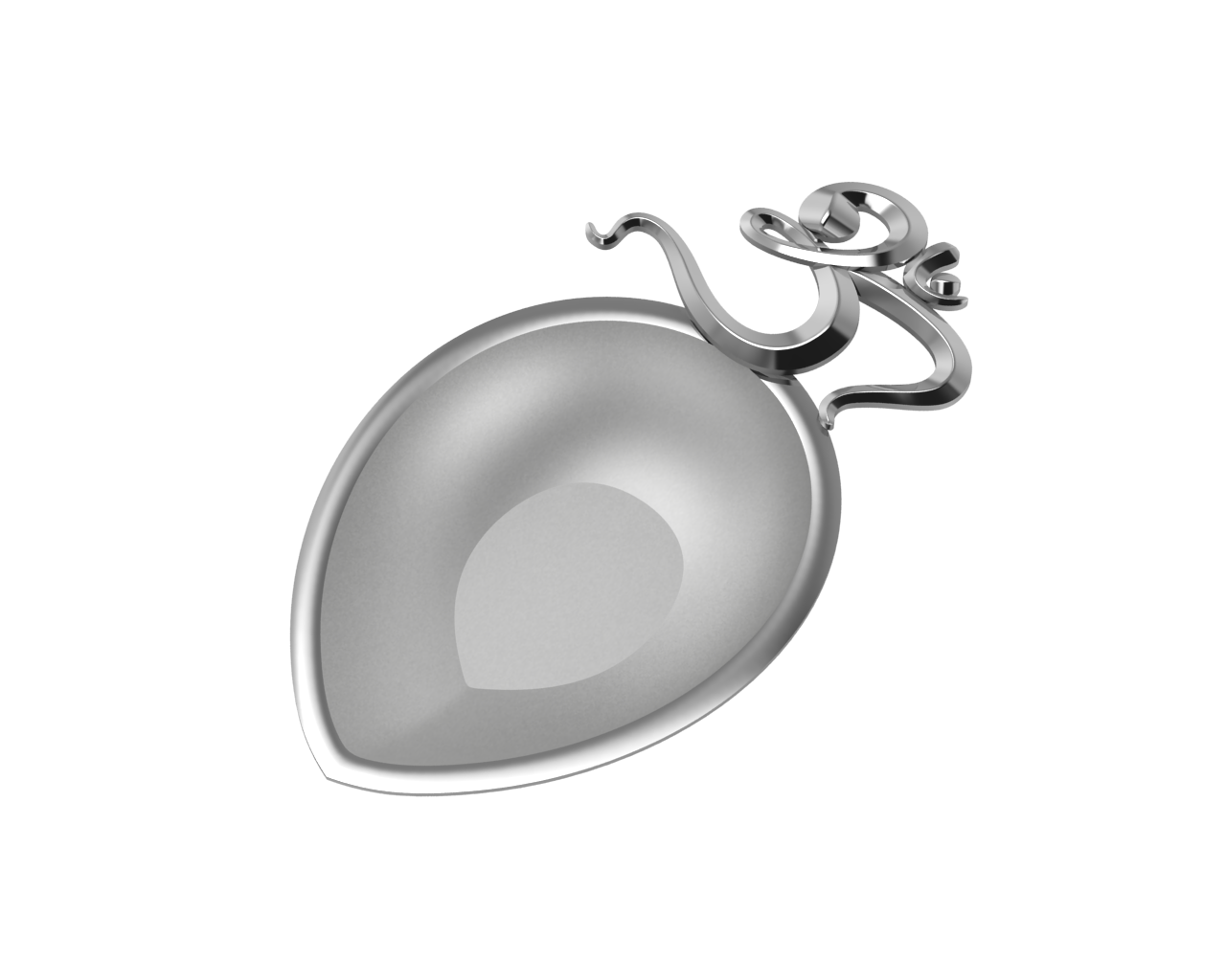 Sterling Silver Diya For Pooja - Single Motif Om Pear Diya By Isvara Diyas