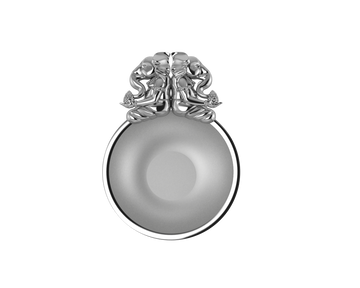 Sterling Silver Diya For Pooja - Ganesh Laxmi Round Diya By Isvara Diyas