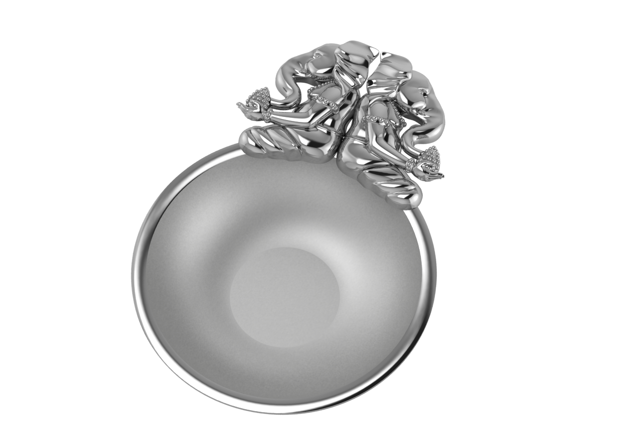 Sterling Silver Diya For Pooja - Ganesh Laxmi Round Diya By Isvara Diyas