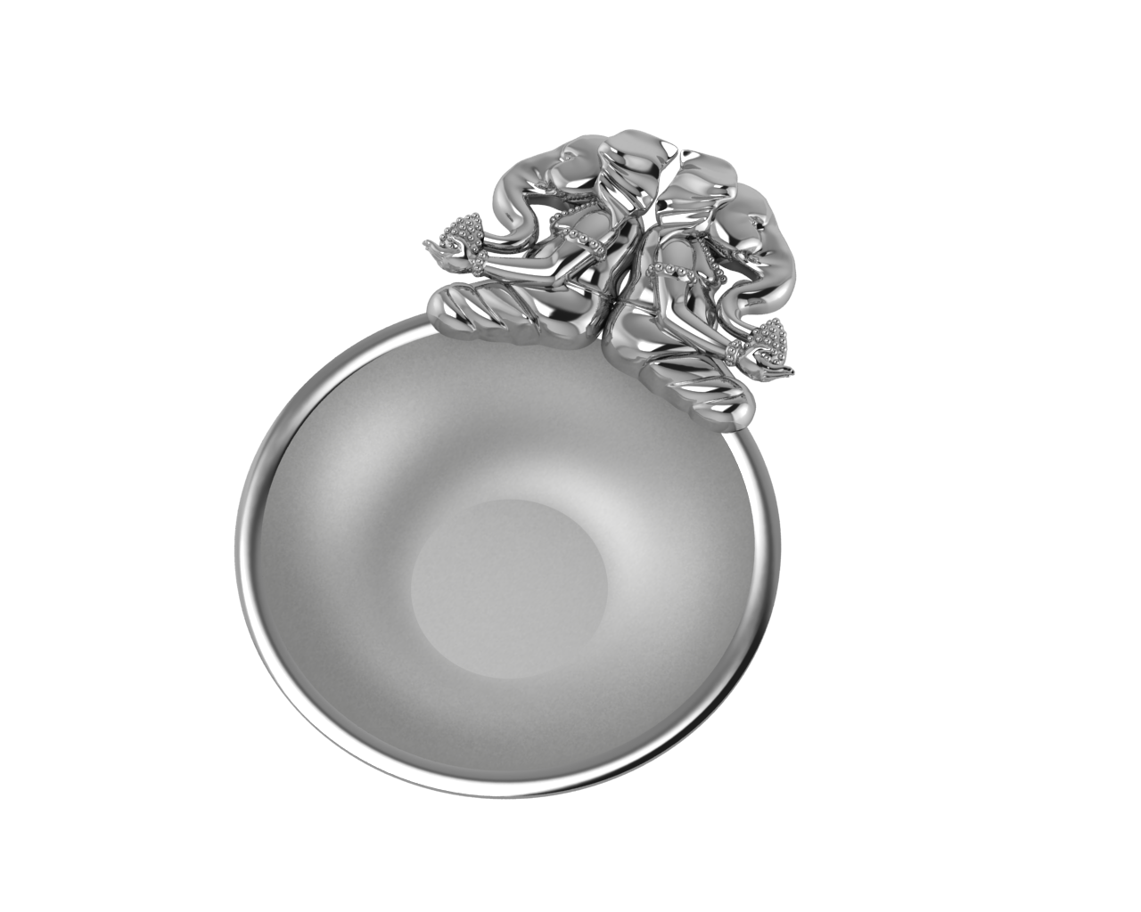 Sterling Silver Diya For Pooja - Ganesh Laxmi Round Diya By Isvara Diyas