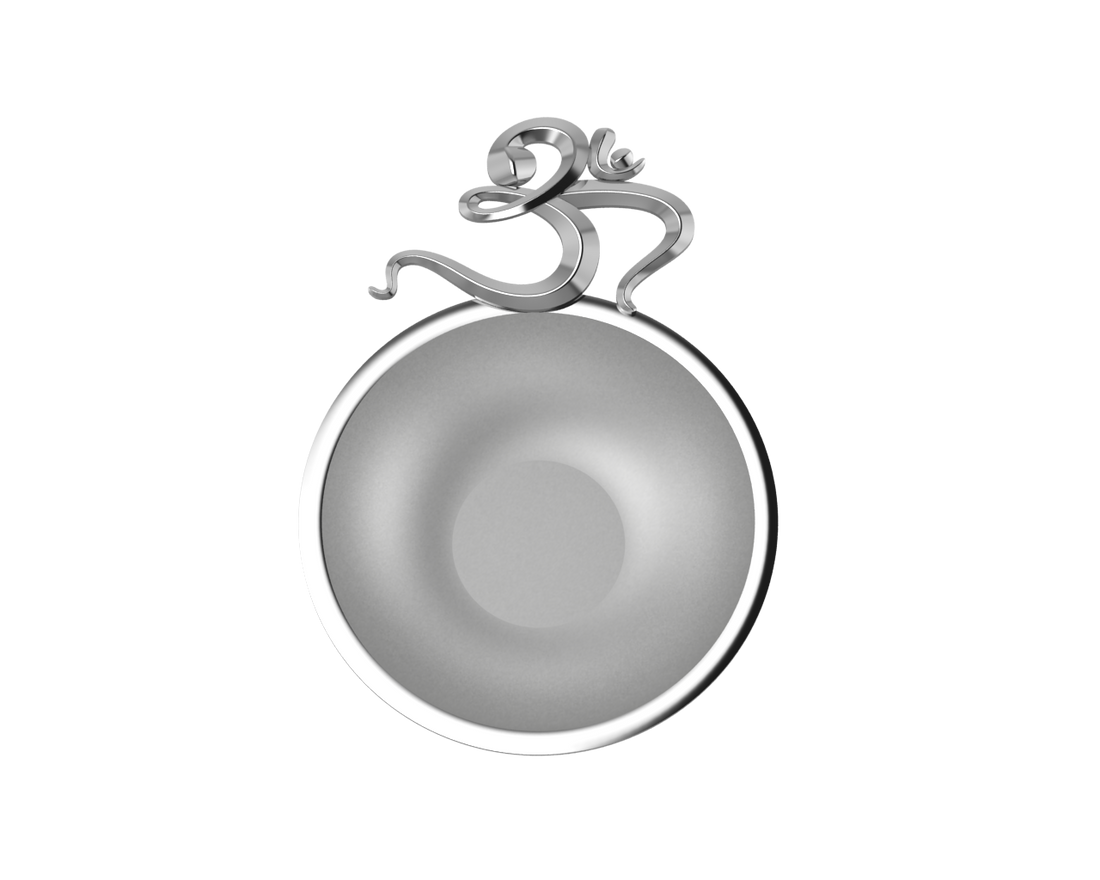 Sterling Silver Diya For Pooja - Single Motif Om Round Diya By Isvara Diyas