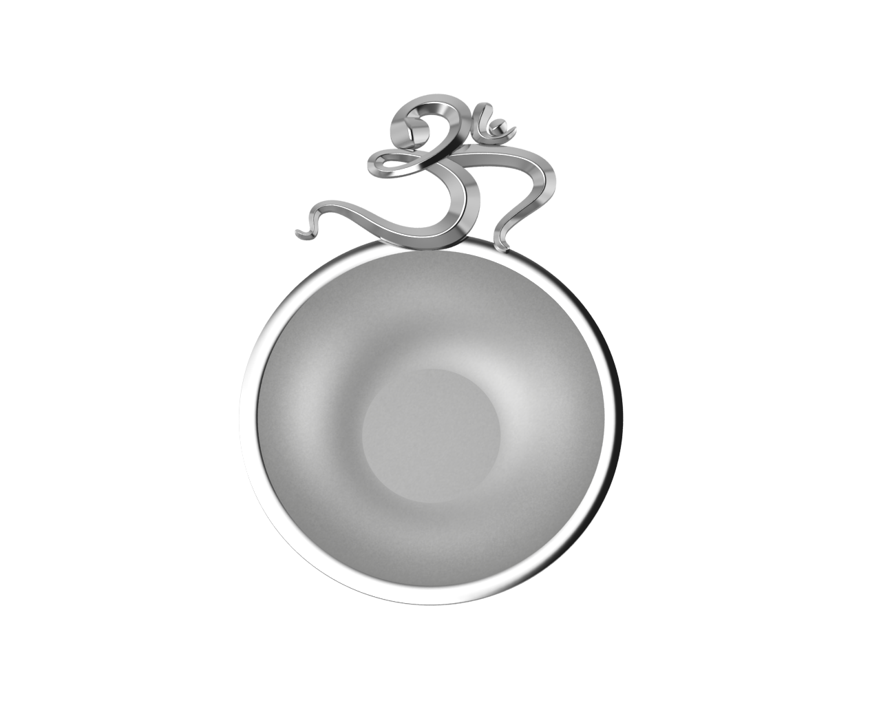 Sterling Silver Diya For Pooja - Single Motif Om Round Diya By Isvara Diyas