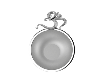 Sterling Silver Diya For Pooja - Single Motif Om Round Diya By Isvara Diyas