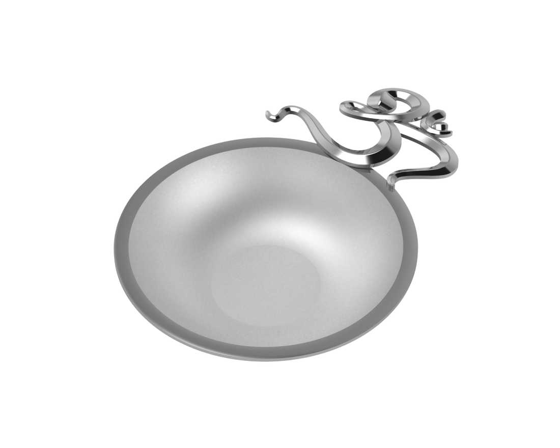 Sterling Silver Diya For Pooja - Single Motif Om Round Diya By Isvara Diyas