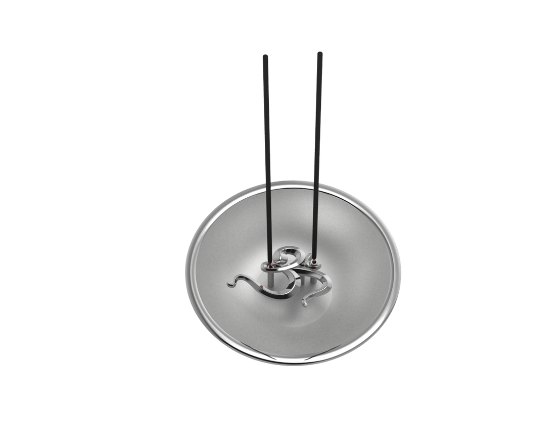 Sterling Silver Om Round Agarbatti Holder By Isvara Holders