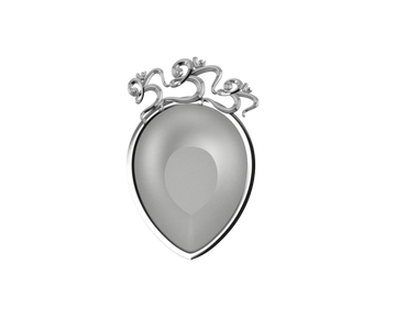 Sterling Silver Diya For Pooja - Triple Om Motif Pear Diya By Isvara Diyas