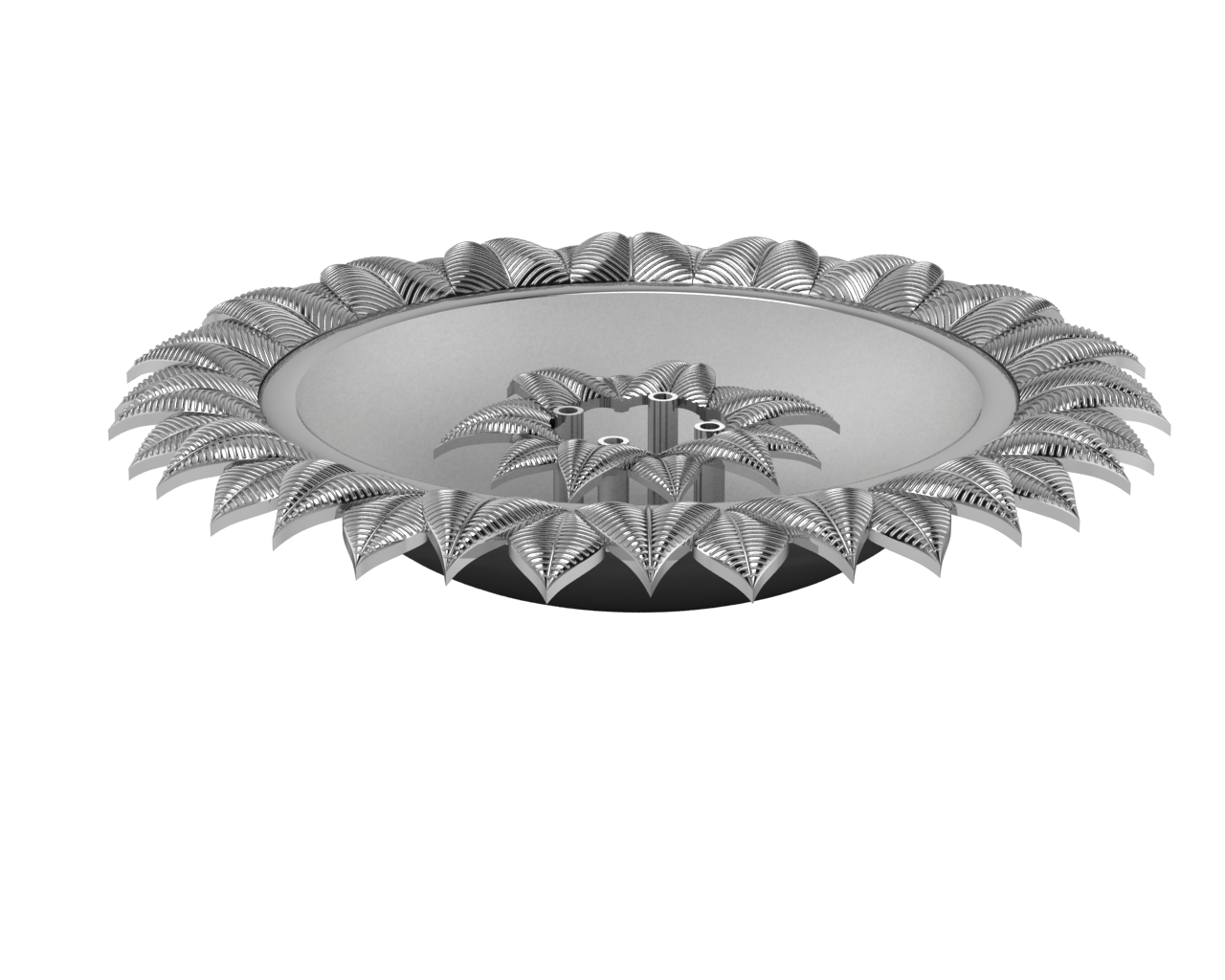 Silver Plated Lotus Round Agarbatti Holder For Pooja By Isvara Agarbatti Holder