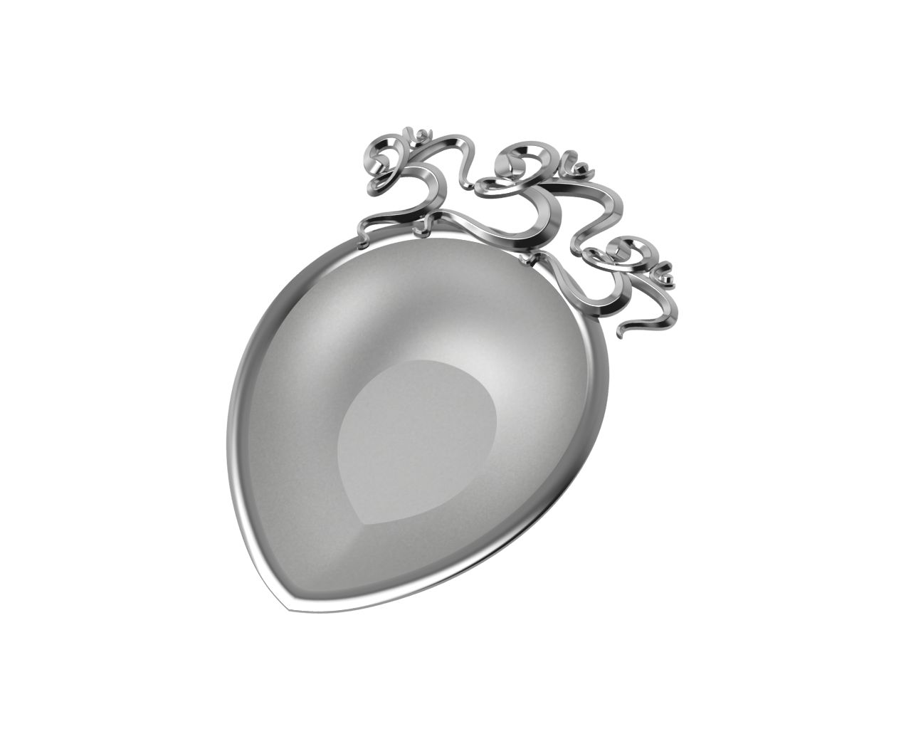 Sterling Silver Diya For Pooja - Triple Om Motif Pear Diya By Isvara Diyas