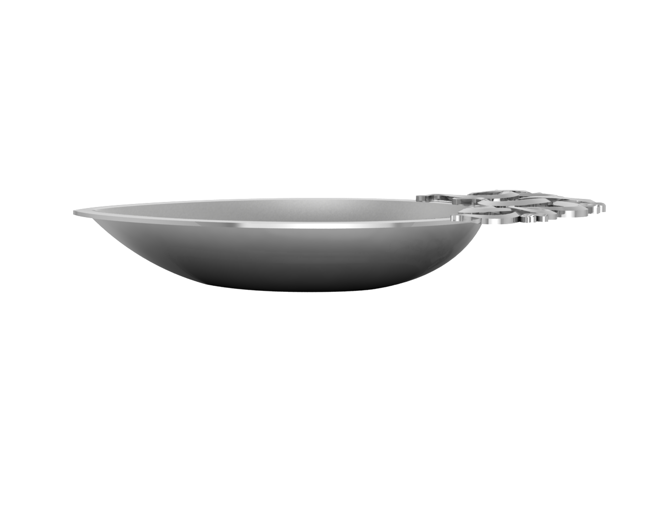 Sterling Silver Diya For Pooja - Triple Om Motif Pear Diya By Isvara Diyas