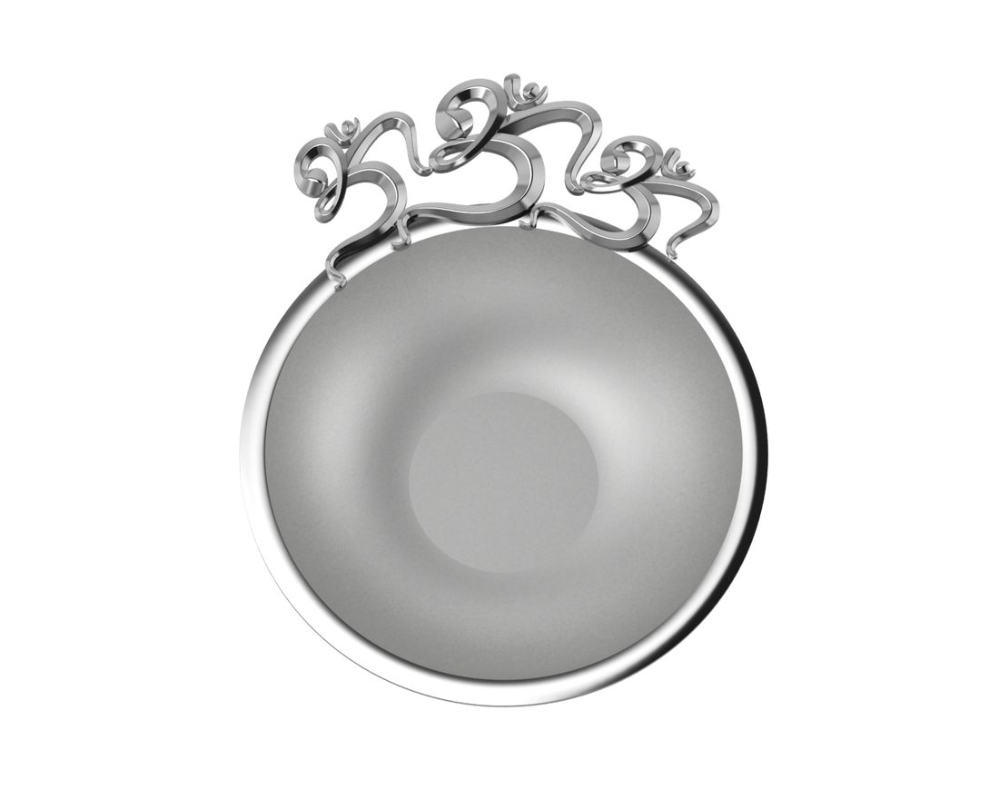 Sterling Silver Diya For Pooja - Triple Om Motif Round Diya By Isvara Diyas