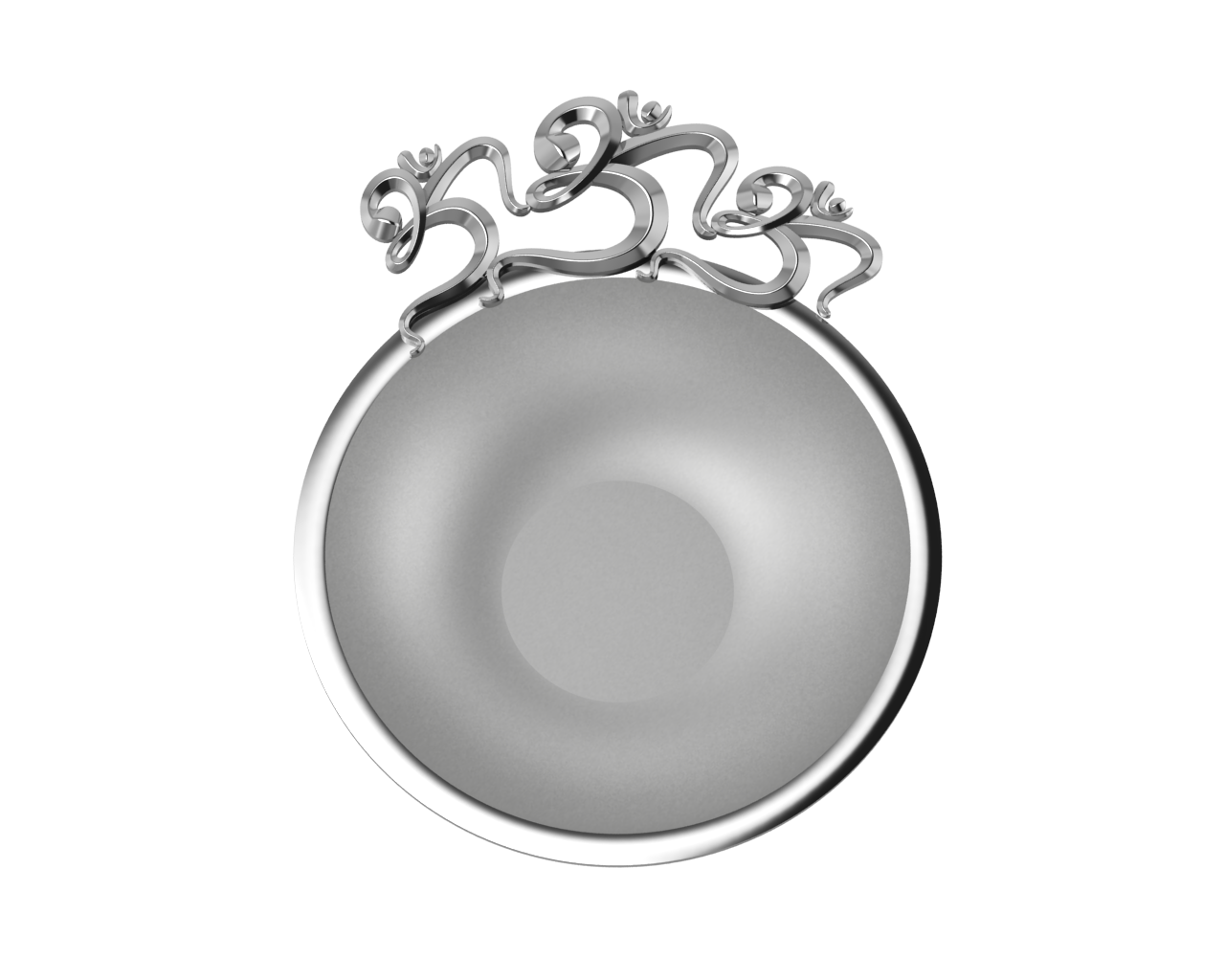 Sterling Silver Diya For Pooja - Triple Om Motif Round Diya By Isvara Diyas