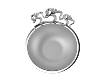 Sterling Silver Diya For Pooja - Triple Om Motif Round Diya By Isvara Diyas
