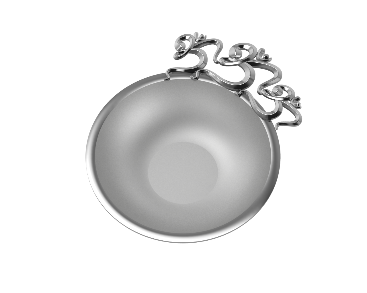 Sterling Silver Diya For Pooja - Triple Om Motif Round Diya By Isvara Diyas