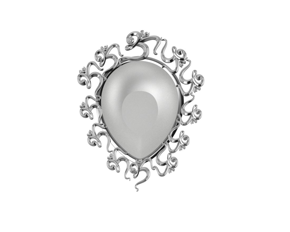 Sterling Silver Diya For Pooja - Multi Om Motif Pear Diya By Isvara Diyas