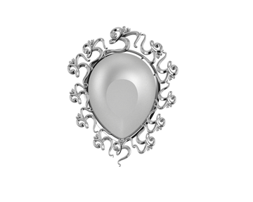 Sterling Silver Diya For Pooja - Multi Om Motif Pear Diya By Isvara Diyas