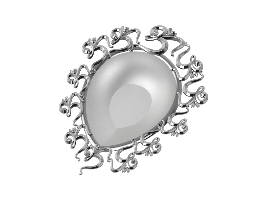 Sterling Silver Diya For Pooja - Multi Om Motif Pear Diya By Isvara Diyas