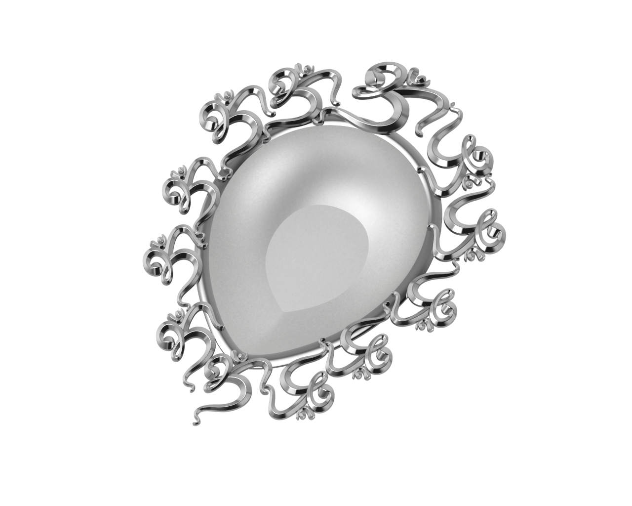 Sterling Silver Diya For Pooja - Multi Om Motif Pear Diya By Isvara Diyas