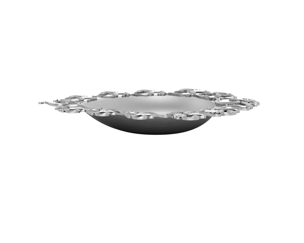 Sterling Silver Diya For Pooja - Multi Om Motif Pear Diya By Isvara Diyas