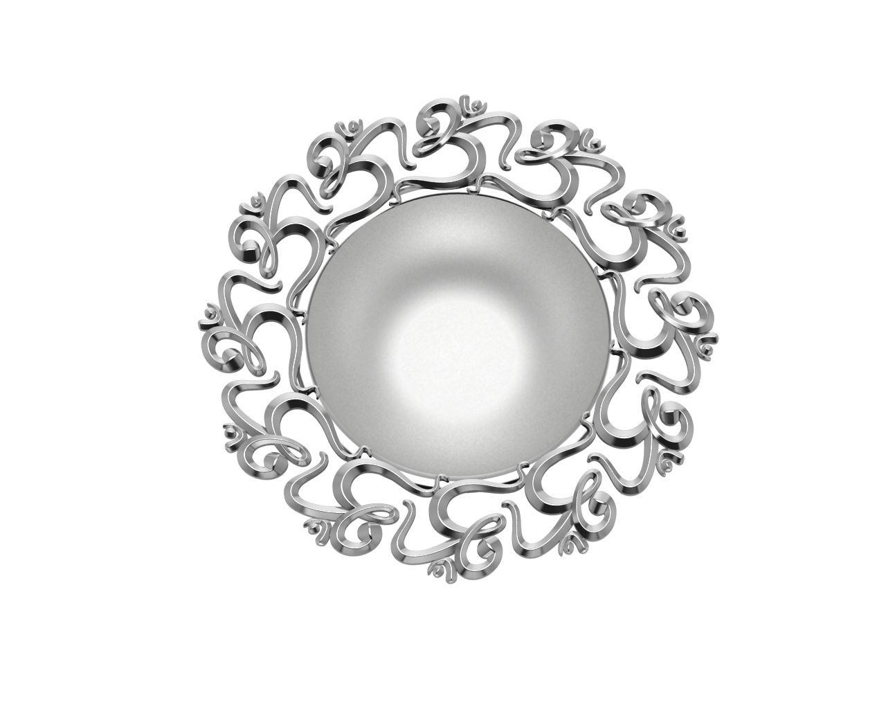 Sterling Silver Diya For Pooja - Multi Om Motif Round Diya By Isvara Diyas