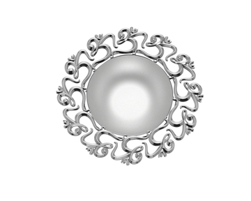 Sterling Silver Diya For Pooja - Multi Om Motif Round Diya By Isvara Diyas