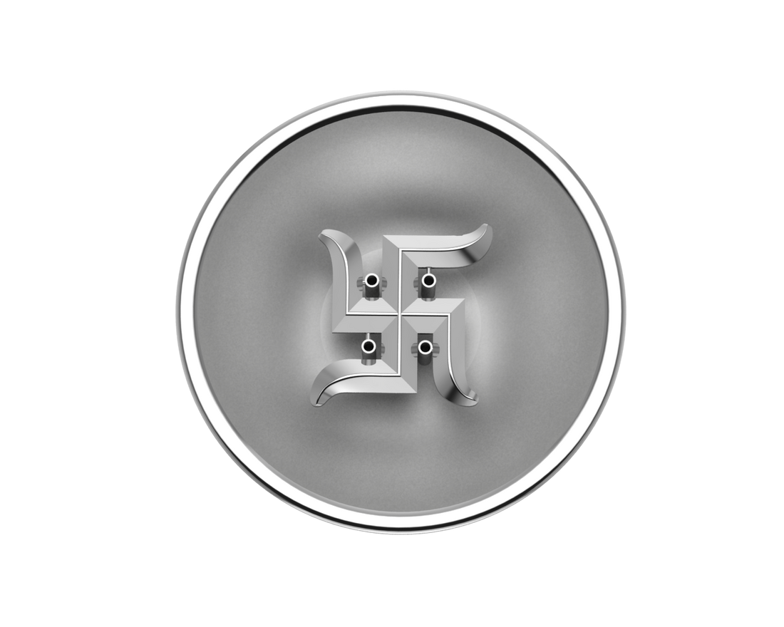 Sterling Silver Swastik Round Agarbatti Holder For Pooja By Isvara Holders
