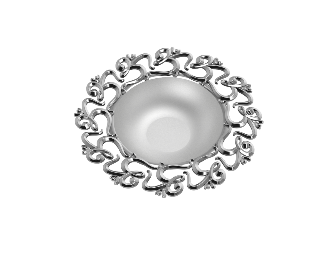 Sterling Silver Diya For Pooja - Multi Om Motif Round Diya By Isvara Diyas