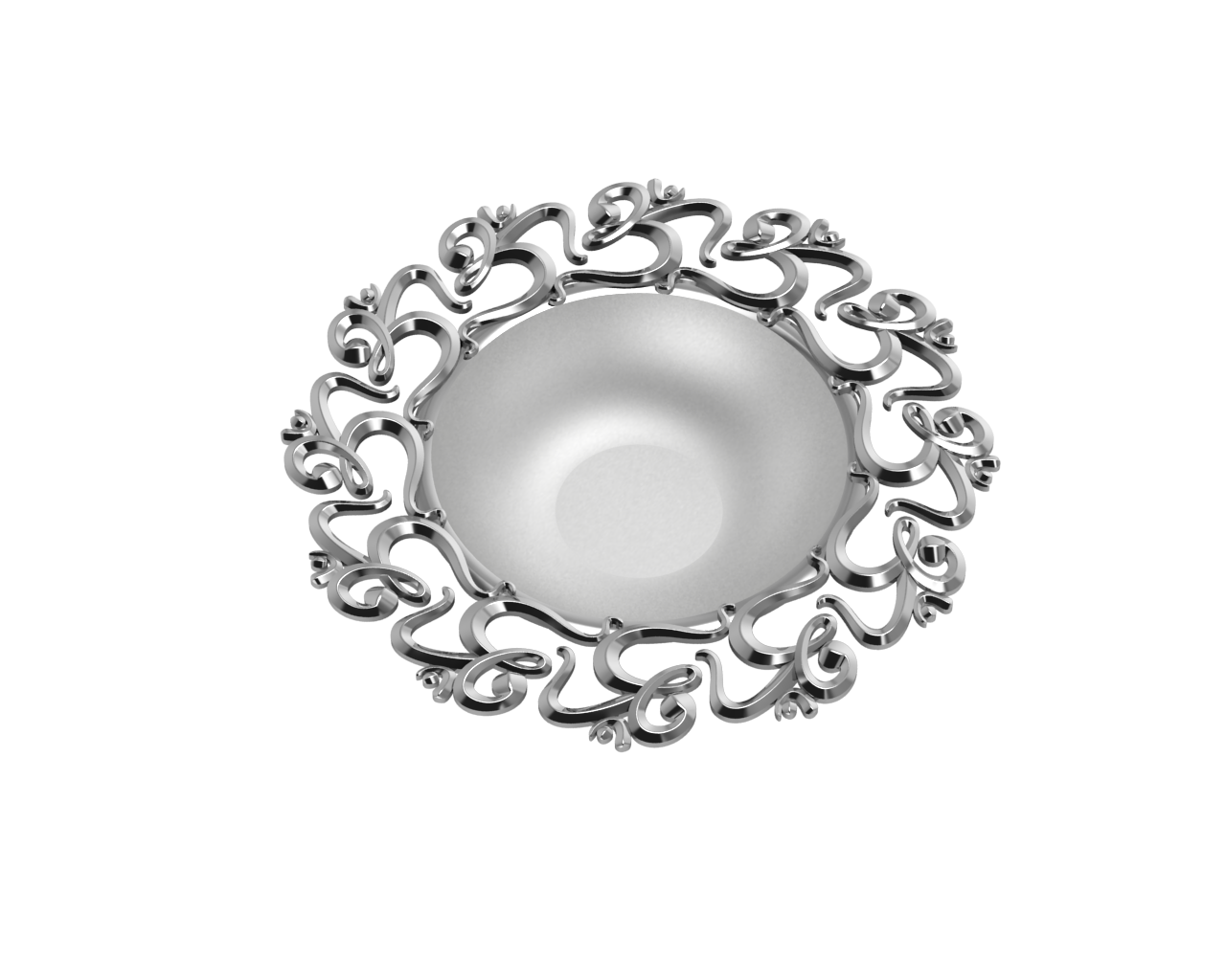 Sterling Silver Diya For Pooja - Multi Om Motif Round Diya By Isvara Diyas