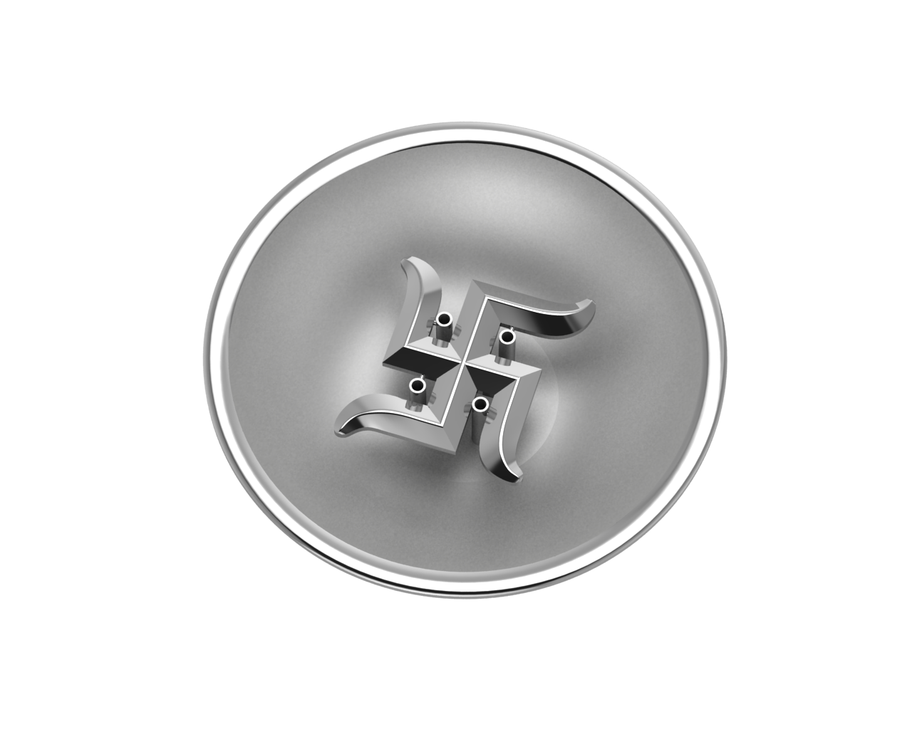 Sterling Silver Swastik Round Agarbatti Holder For Pooja By Isvara Holders