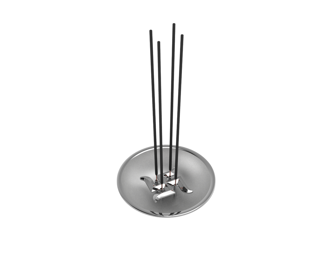 Sterling Silver Swastik Round Agarbatti Holder For Pooja By Isvara Holders