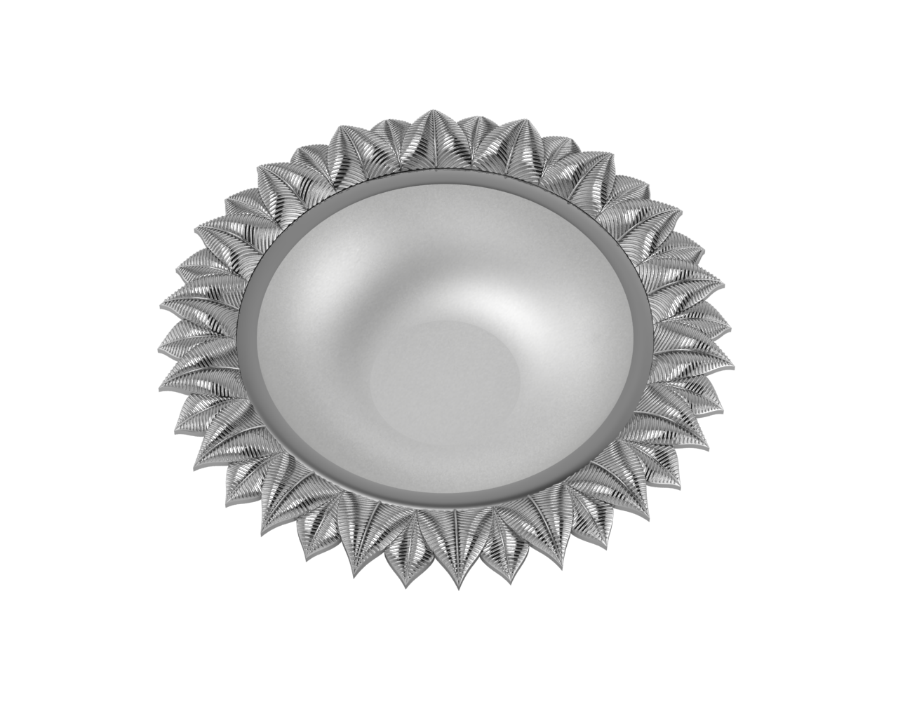 Silver Plated Lotus Round Diya For Pooja By Isvara