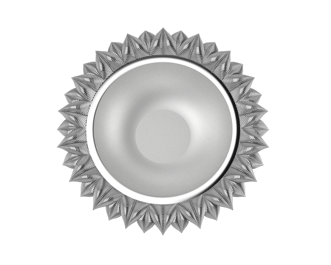 Silver Plated Lotus Round Diya For Pooja By Isvara