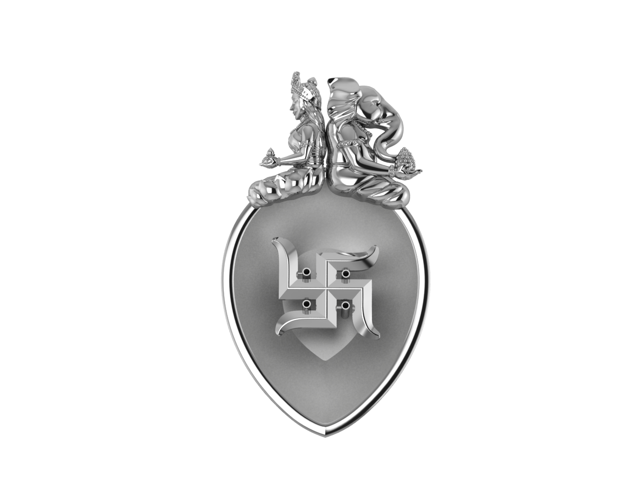 Sterling Silver Ganesh Laxmi Pear Shaped Swastik Agarbatti Holder By Isvara Holders