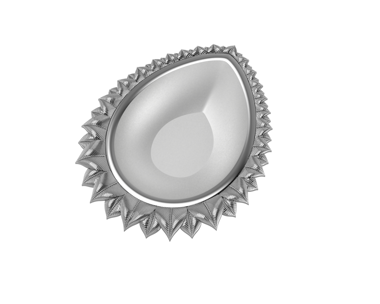 Silver Plated Lotus Pear Diya For Pooja By Isvara