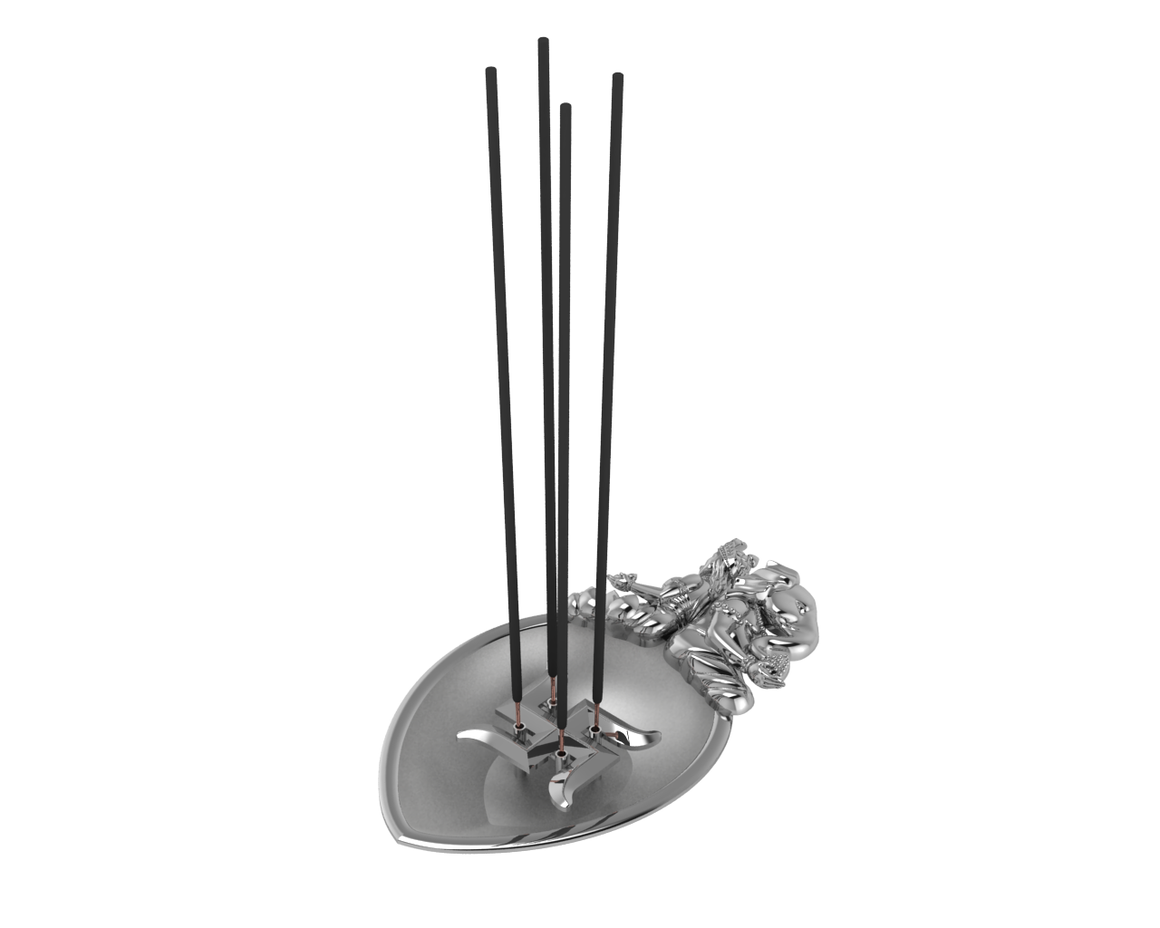 Sterling Silver Ganesh Laxmi Pear Shaped Swastik Agarbatti Holder By Isvara Holders