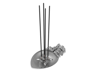 Sterling Silver Ganesh Laxmi Pear Shaped Swastik Agarbatti Holder By Isvara Holders