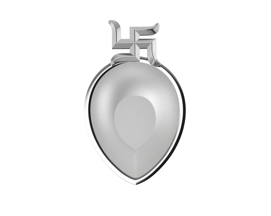 Sterling Silver Diya For Pooja - Swastik Motif Pear By Isvara Diyas