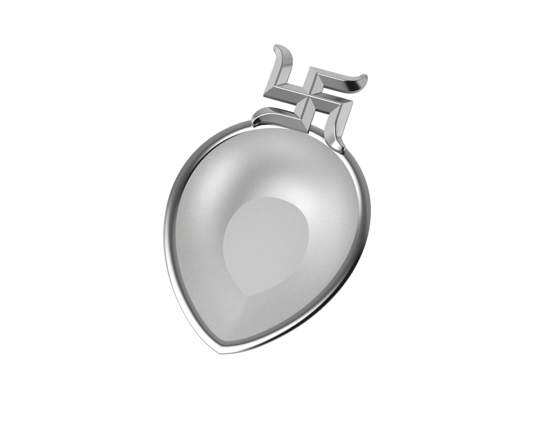 Sterling Silver Diya For Pooja - Swastik Motif Pear By Isvara Diyas