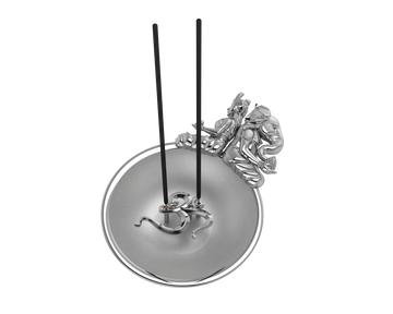 Sterling Silver Ganesh Laxmi Round Om Agarbatti Holder By Isvara Holders