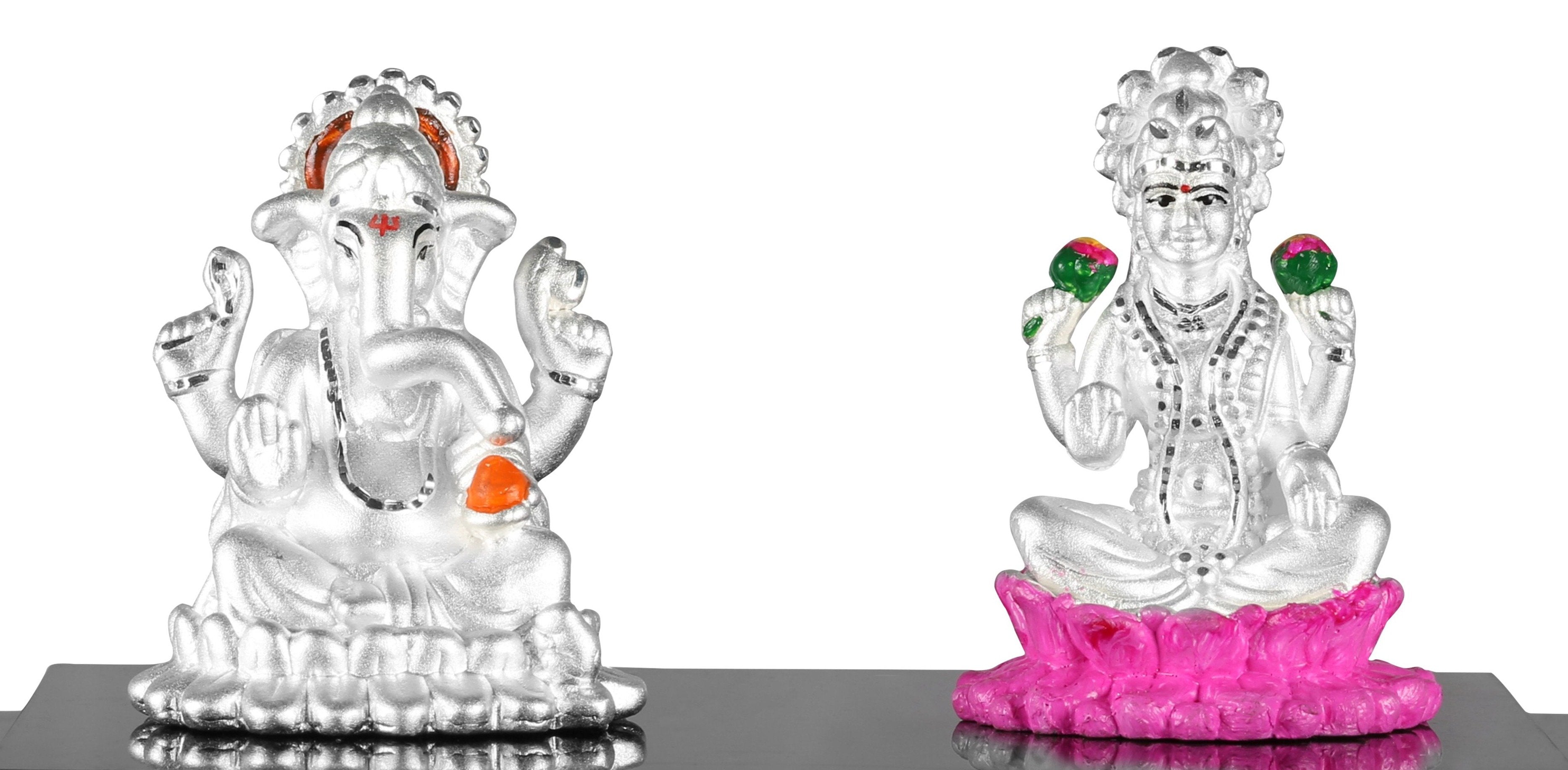 999 Pure Silver Ganesh Laxmi Idols By Krysaliis Isvara - Kriglx_Ms02