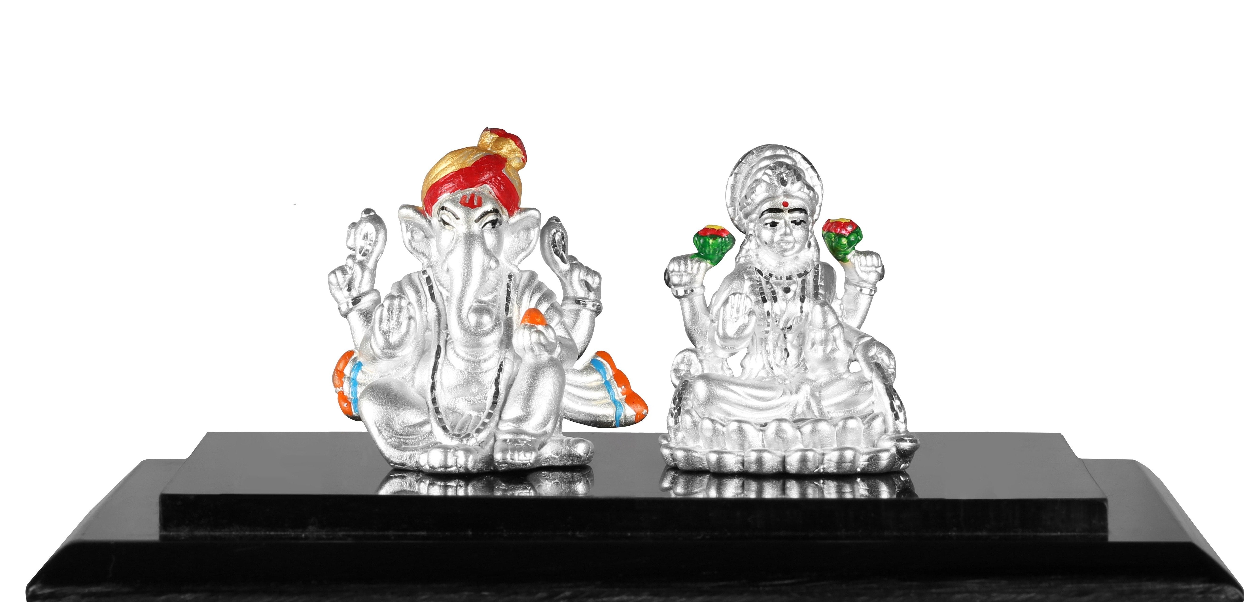 999 Pure Silver Ganesh Laxmi Idols By Krysaliis Isvara-Kriglx_Ms03