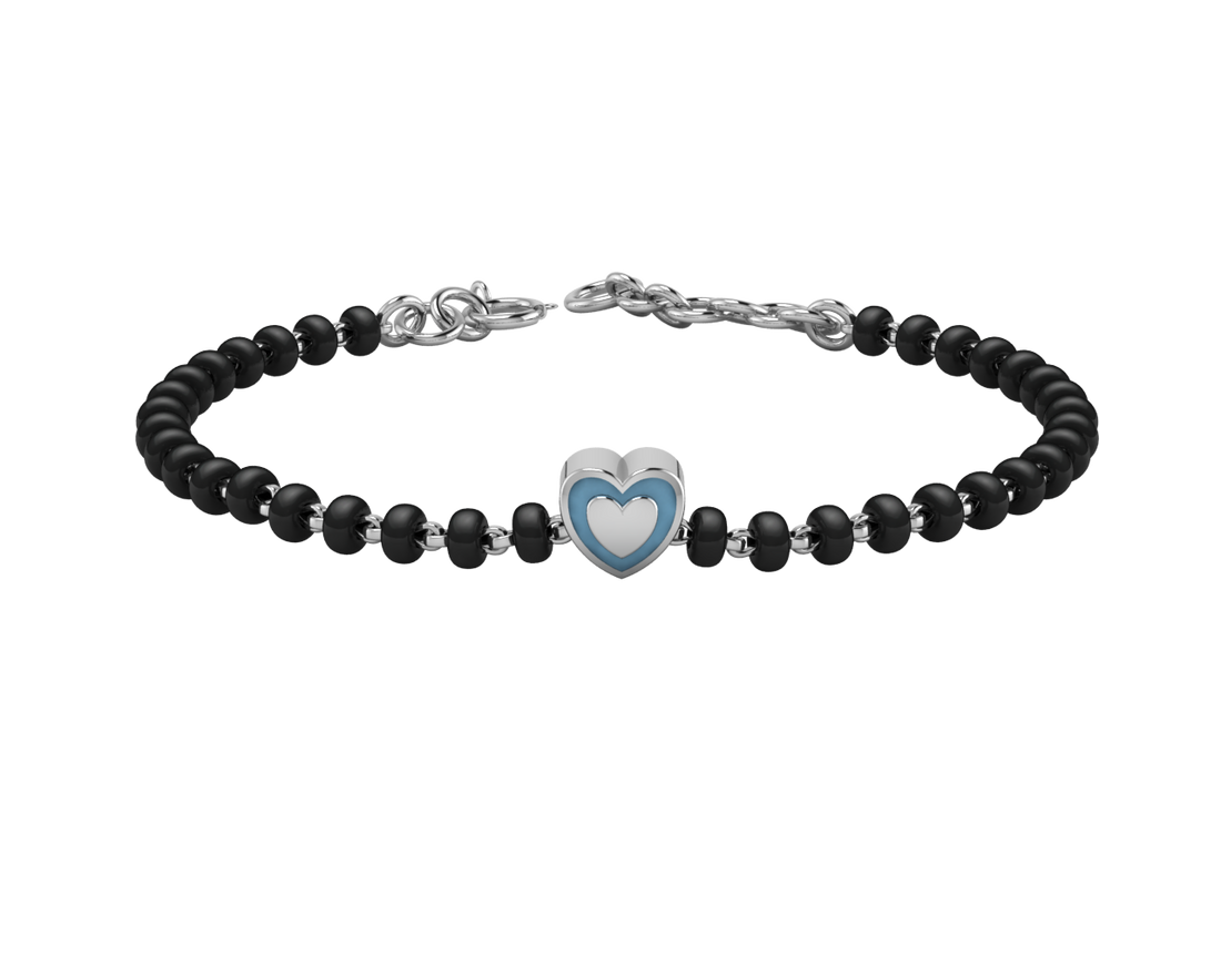 Sterling Silver Single Kube Nazariya For Baby & Child With Heart Babykubes 4 / Blue