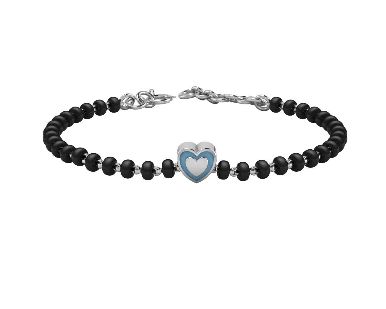 Sterling Silver Single Kube Nazariya For Baby & Child With Heart Babykubes 4 / Blue