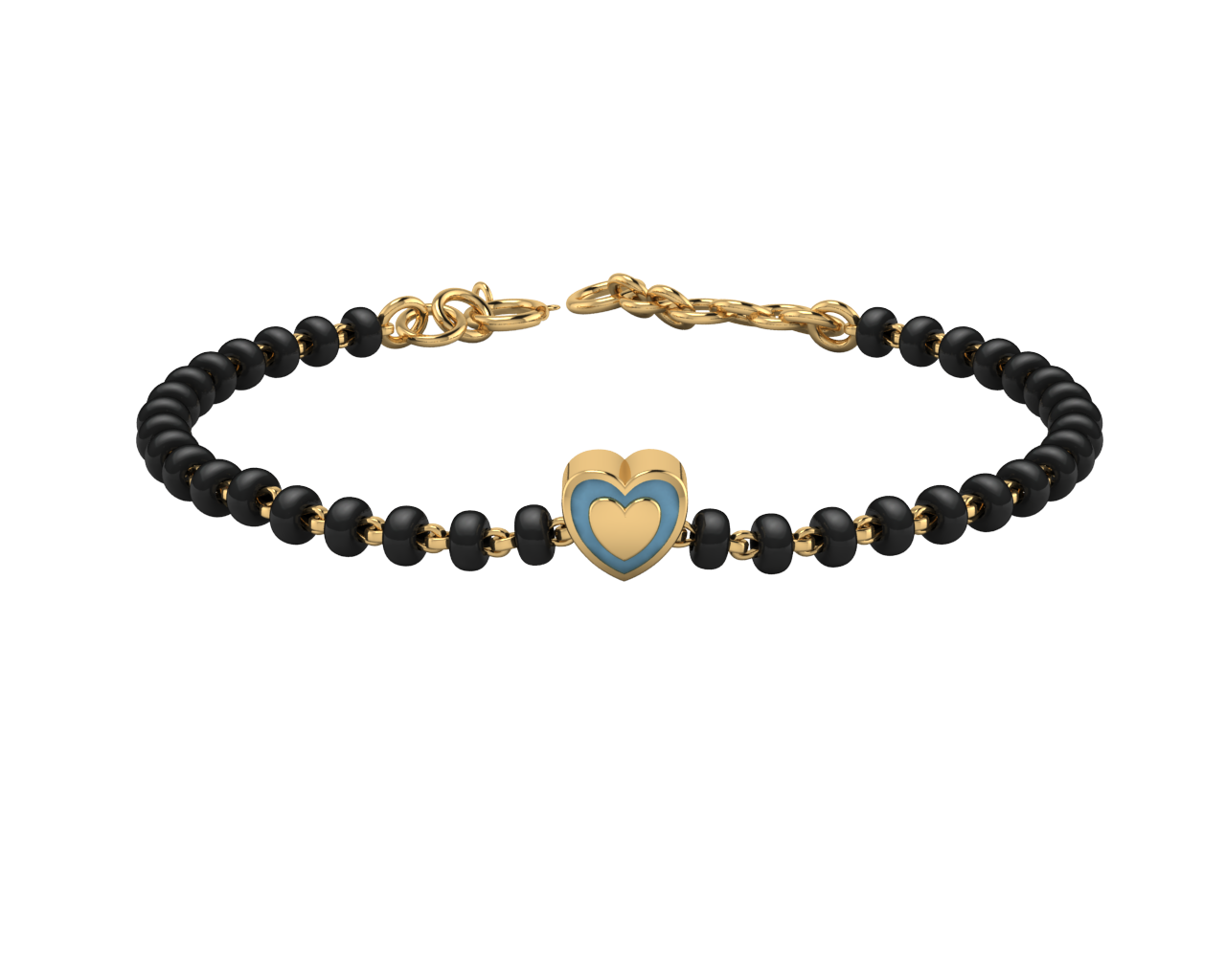 Sterling Silver Single Kube Nazariya For Baby & Child With Heart Babykubes-18Kt Gold Plated 4 / Blue