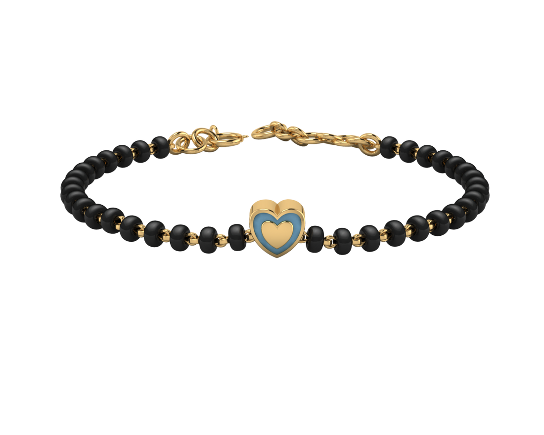 Sterling Silver Single Kube Nazariya For Baby & Child With Heart Babykubes-18Kt Gold Plated 4 / Blue