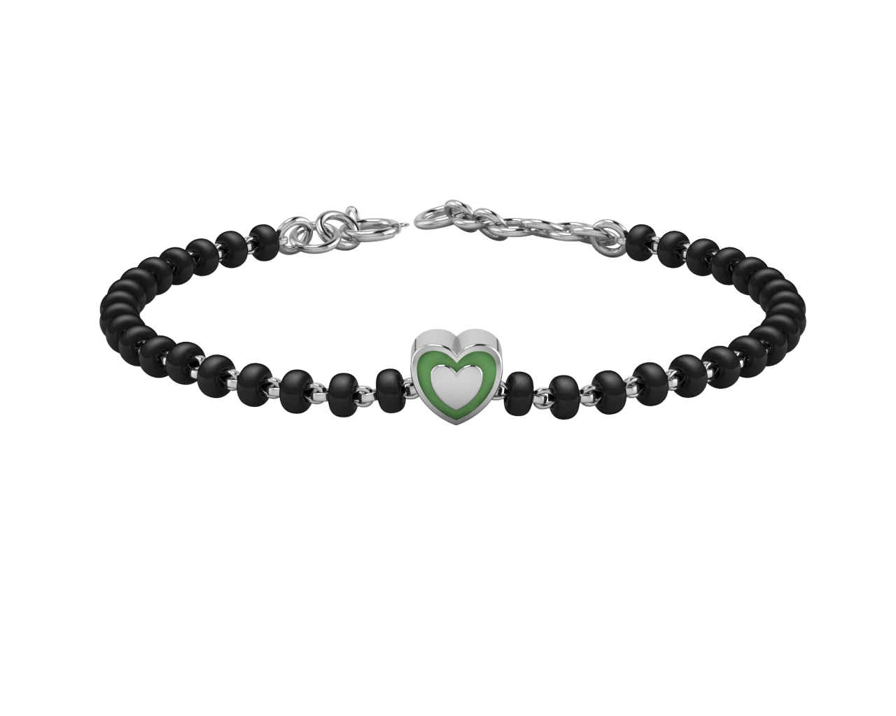 Sterling Silver Single Kube Nazariya For Baby & Child With Heart Babykubes 4 / Green