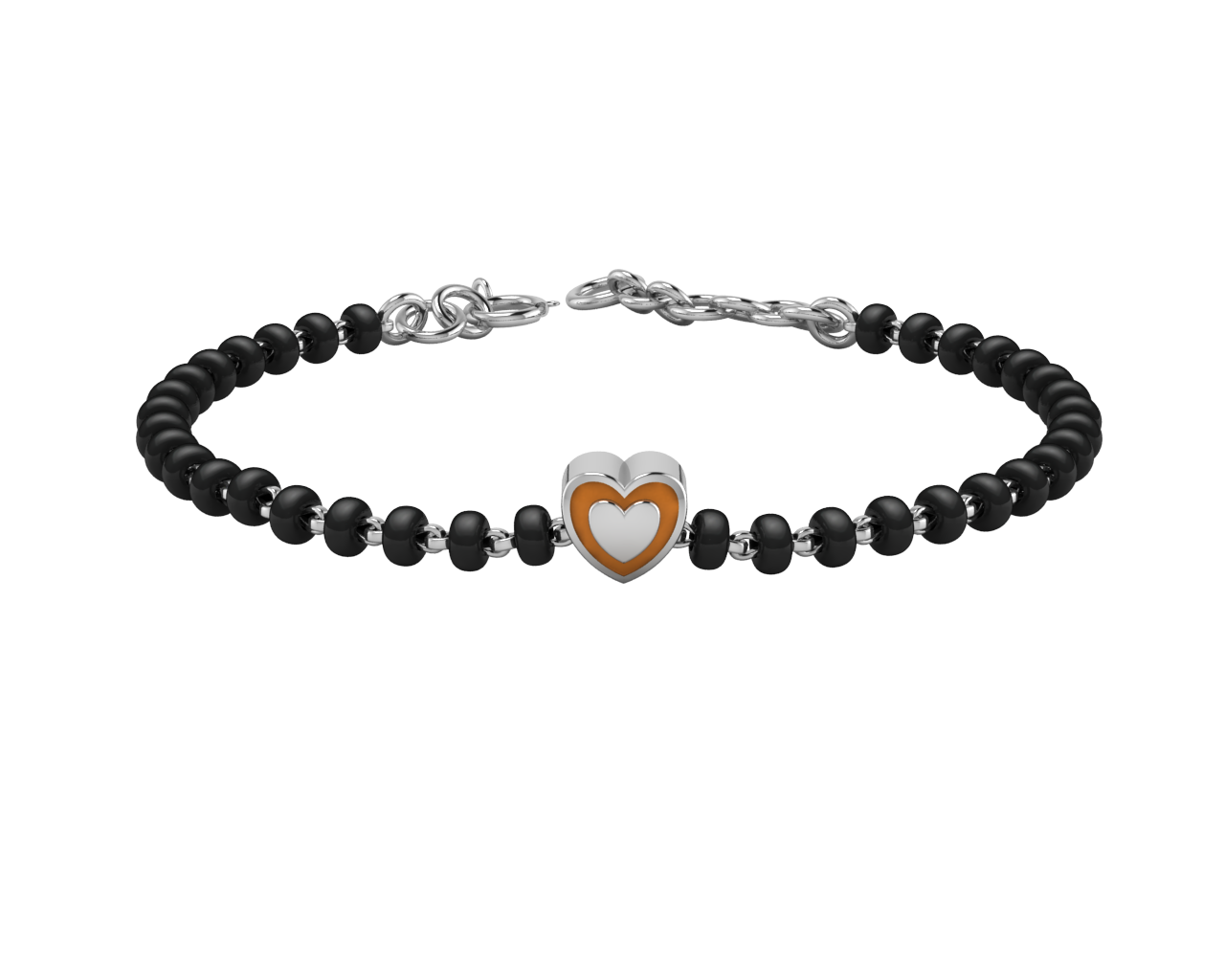Sterling Silver Single Kube Nazariya For Baby & Child With Heart Babykubes 4 / Orange