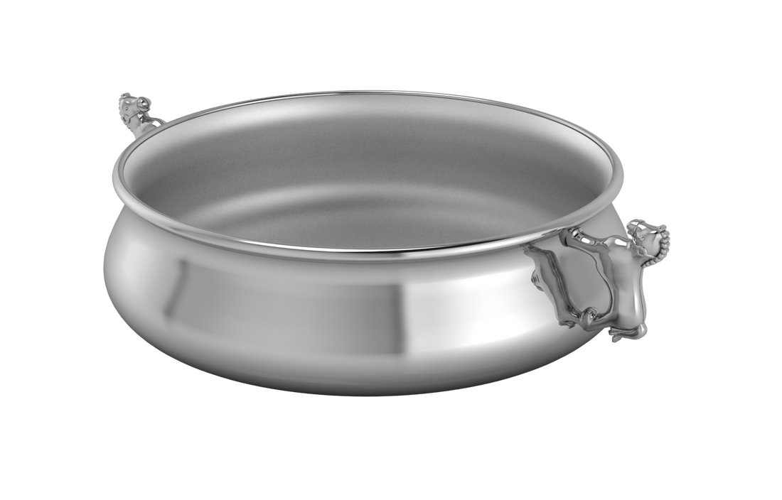 Silver Plated Gift Set For Baby - Hamper With Horse Porringer Bowl & Spoon Fork Set Blue Hampers