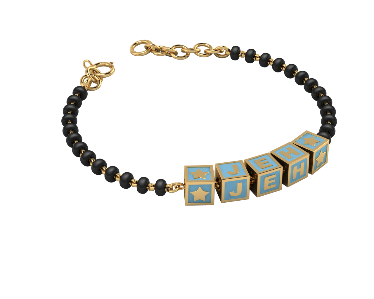 Sterling Silver Name Nazariya For Baby & Child With Square Babykubes-18Kt Gold Plated 4 / Blue