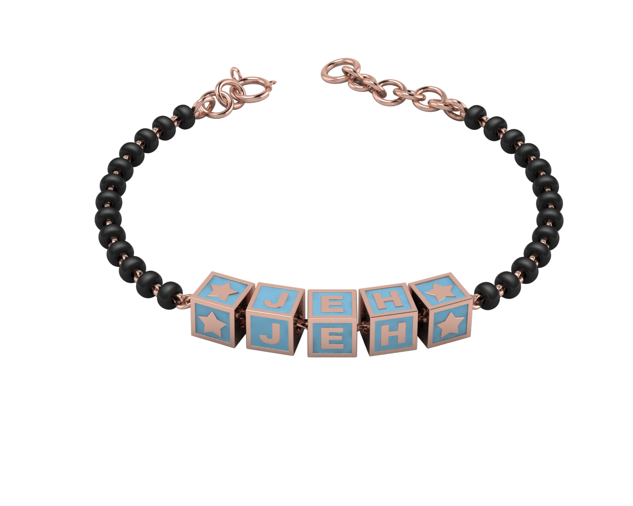 Sterling Silver Name Nazariya For Baby & Child With Square Babykubes-18Kt Pink Gold Plated