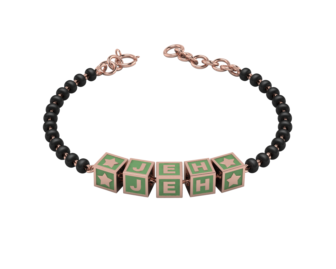 Sterling Silver Name Nazariya For Baby & Child With Square Babykubes-18Kt Pink Gold Plated